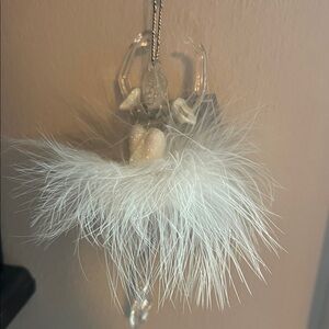Clear Transparent White Feathered Glitter Ballerina Dancer Ornament NWT Kohls